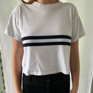 PacSun White Striped Cropped Tee